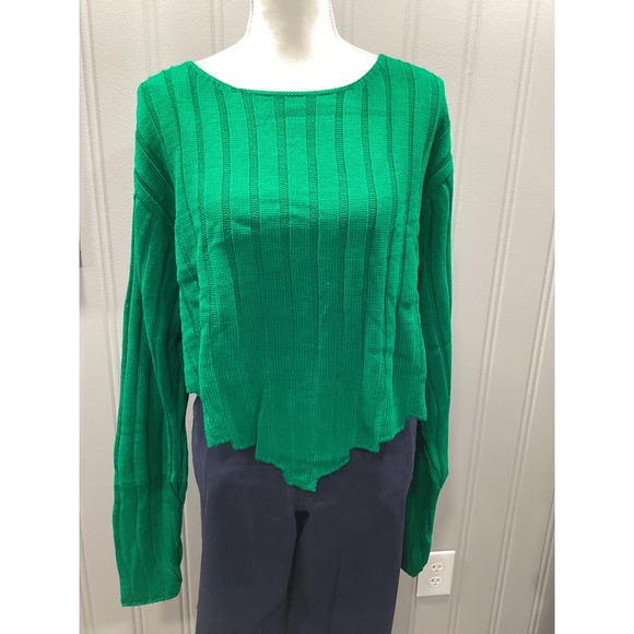 PrettyLittleThing Sweaters - PRETTYLITTLETHING Emerald Green Ribbed Knit Cropped Sweater Pullover‎ Top 2XL